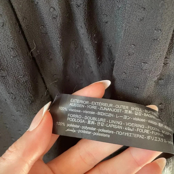 Zara Swiss Dot Ruffled Frill High Neck Long Sleeve Dress Black Sz Small - Picture 10 of 10